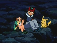 Ash, Pikachu, Max a Jirachi