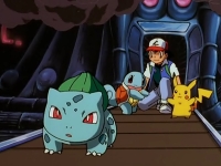 Ash, Pikachu, Bulbasaur a Squirtle